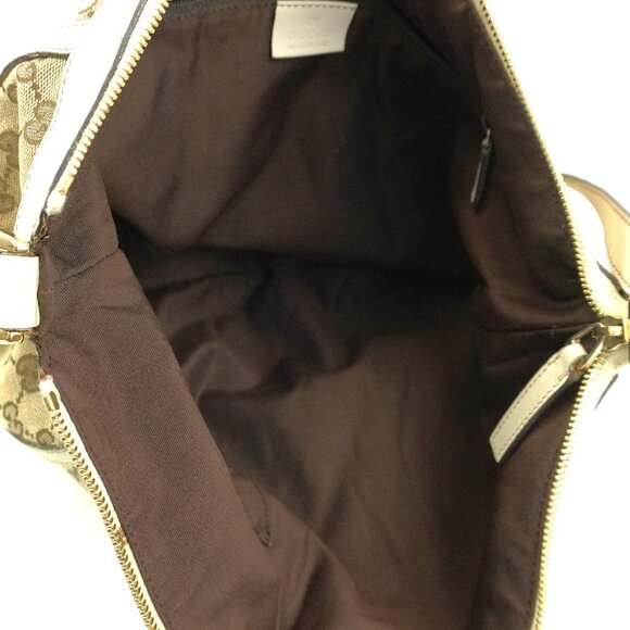 Vintage Gucci GG Supreme Abbey Shoulder Bag In Beige & White w/ Silver Hardware - Picture 7 of 14